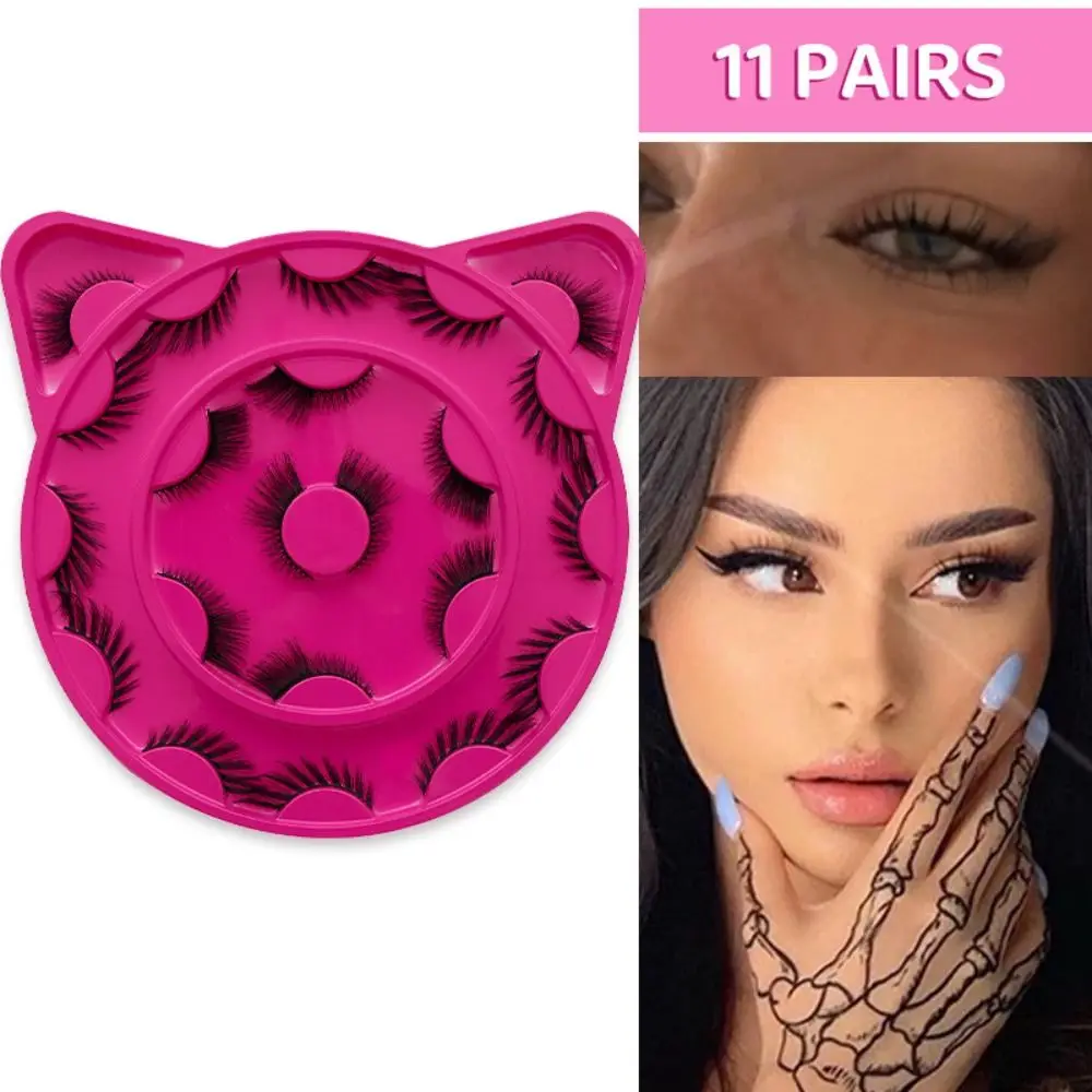 11ペア ふわふわで柔らかいフェイクミンクまつげ 軽量 ロング 厚め フォックスつけまつげ 手作り キャットアイまつげ まつげエクステ