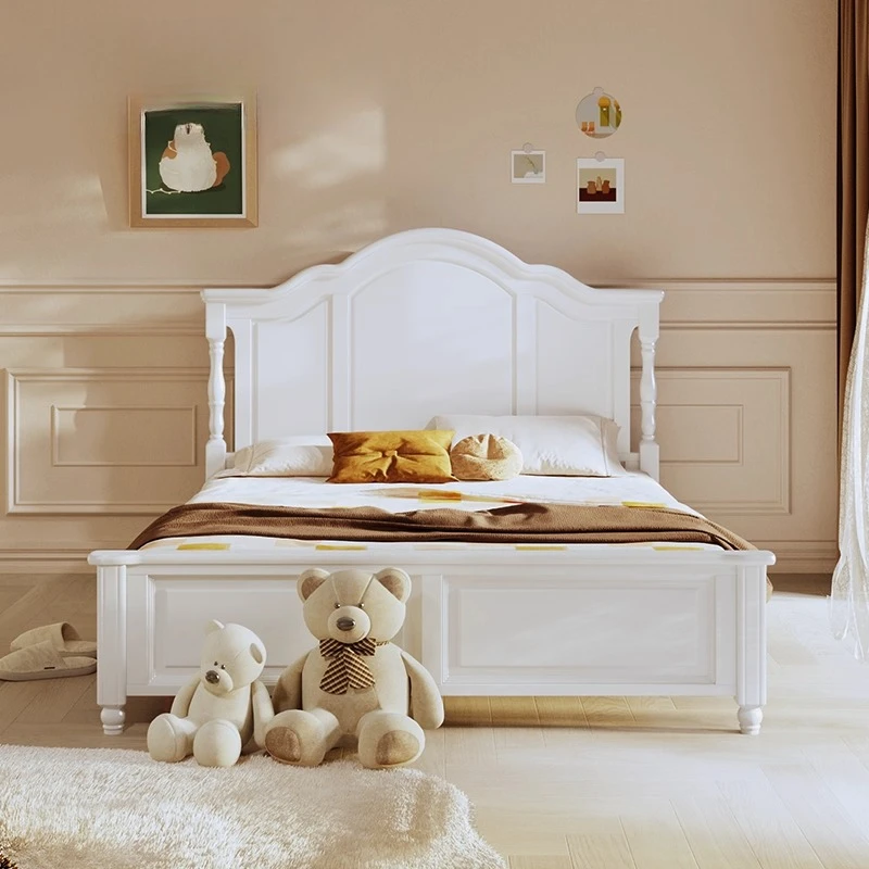 

All solid wood children's beds boys and girls American 1.5m single bed simple cream style bedroom furniture
