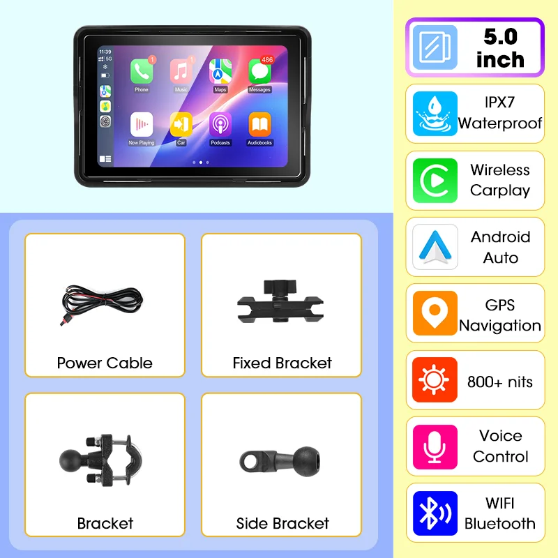 Srnubi Motorcycle Carplay Android Auto IP67 Waterdichte Digitale Motorfiets Dashboard Scherm GPS Navigatie Motobike Accessoires