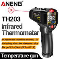 ANENG TH203 Infrared Thermometer 50°C~600°C Non-contact Grade 12:1 Object Distance Ratio VA Reverse Pyrometer Test IR Hygrometer