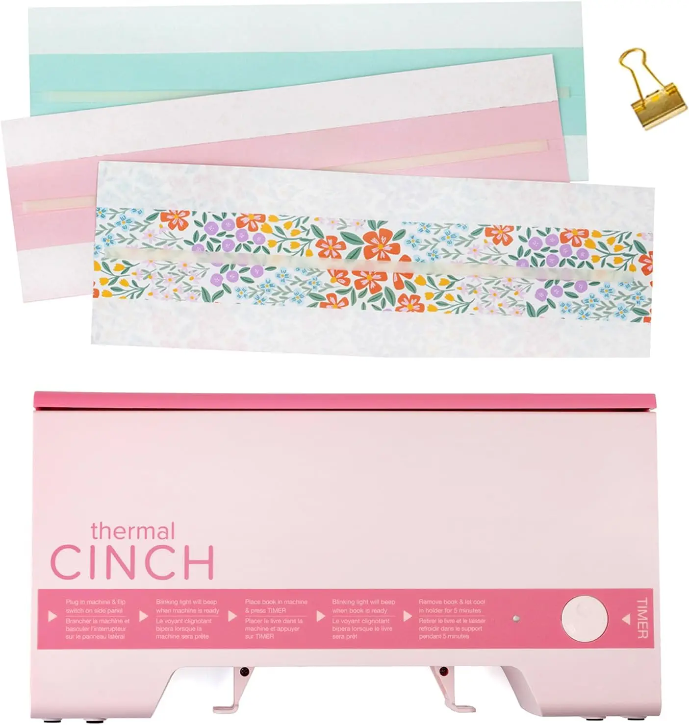 

12 Inch Thermal Binding Machine Pink, DIY Journals Notebooks Scrapbooks Photo Books Documents with Spines and Clips