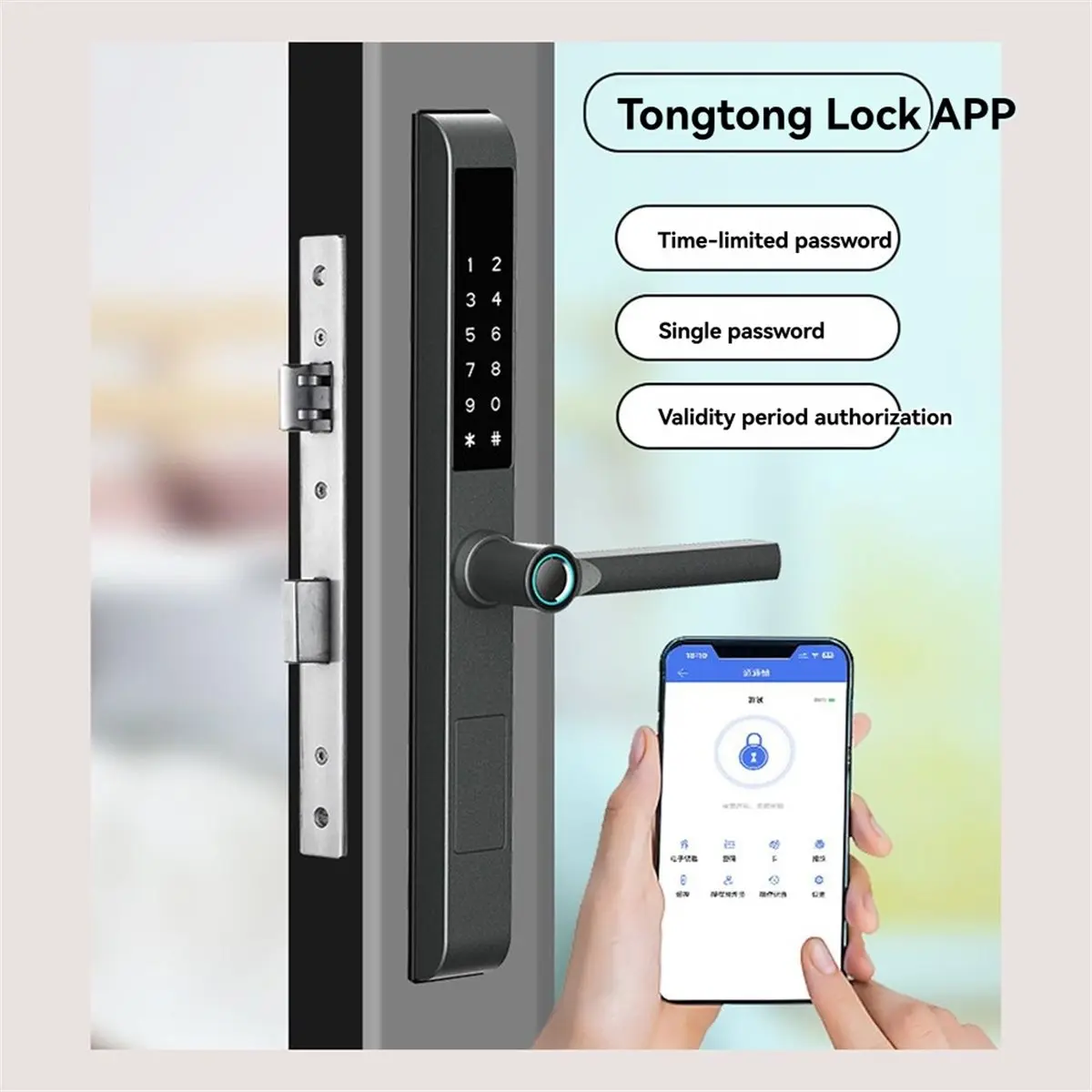 (DT37) 3.2CM TTLock Fingerprint Smart Door Lock Double Side Waterproof Aluminum IC Card Password Electronic Door Locks 3585 B
