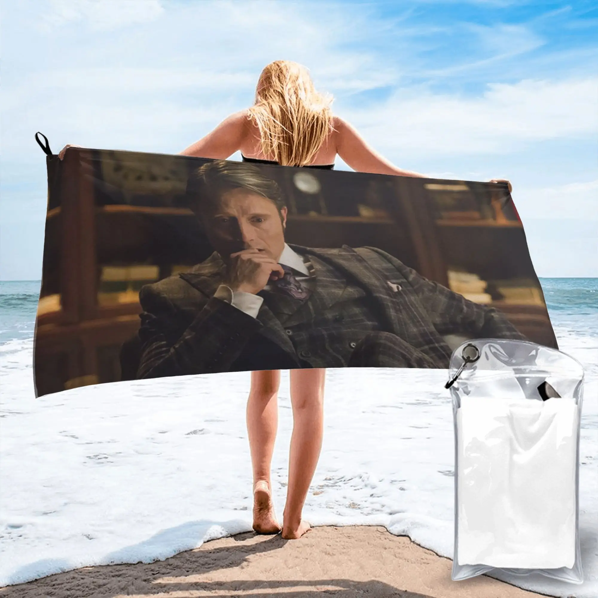 Mads Mikkelsen Hannibal Lecter (Hannibal TV) Beach Towel Soft Microfiber Quick Dry Absorbent Quick Towels For Bath