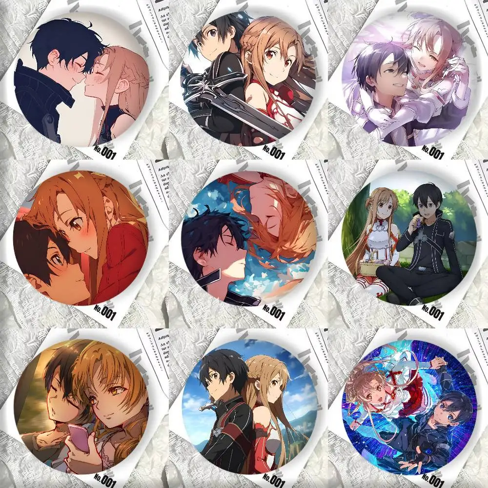 Anime Game S-Sword Art Online Asuna Kirito Manga Badge Tinplate DIY Backpack Clothing Accessories Jewelry Pins