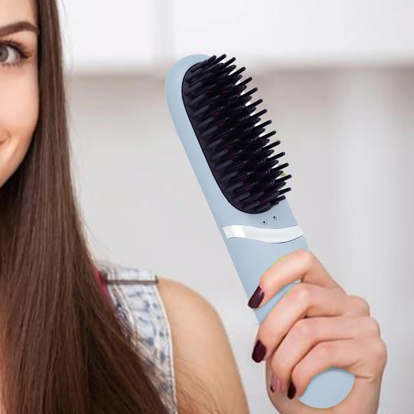 

Hair Straightener Rechargeable Brush 3 Temperature Settings Cordless Straightener For Women Men Travel Short Long Curly Wavy