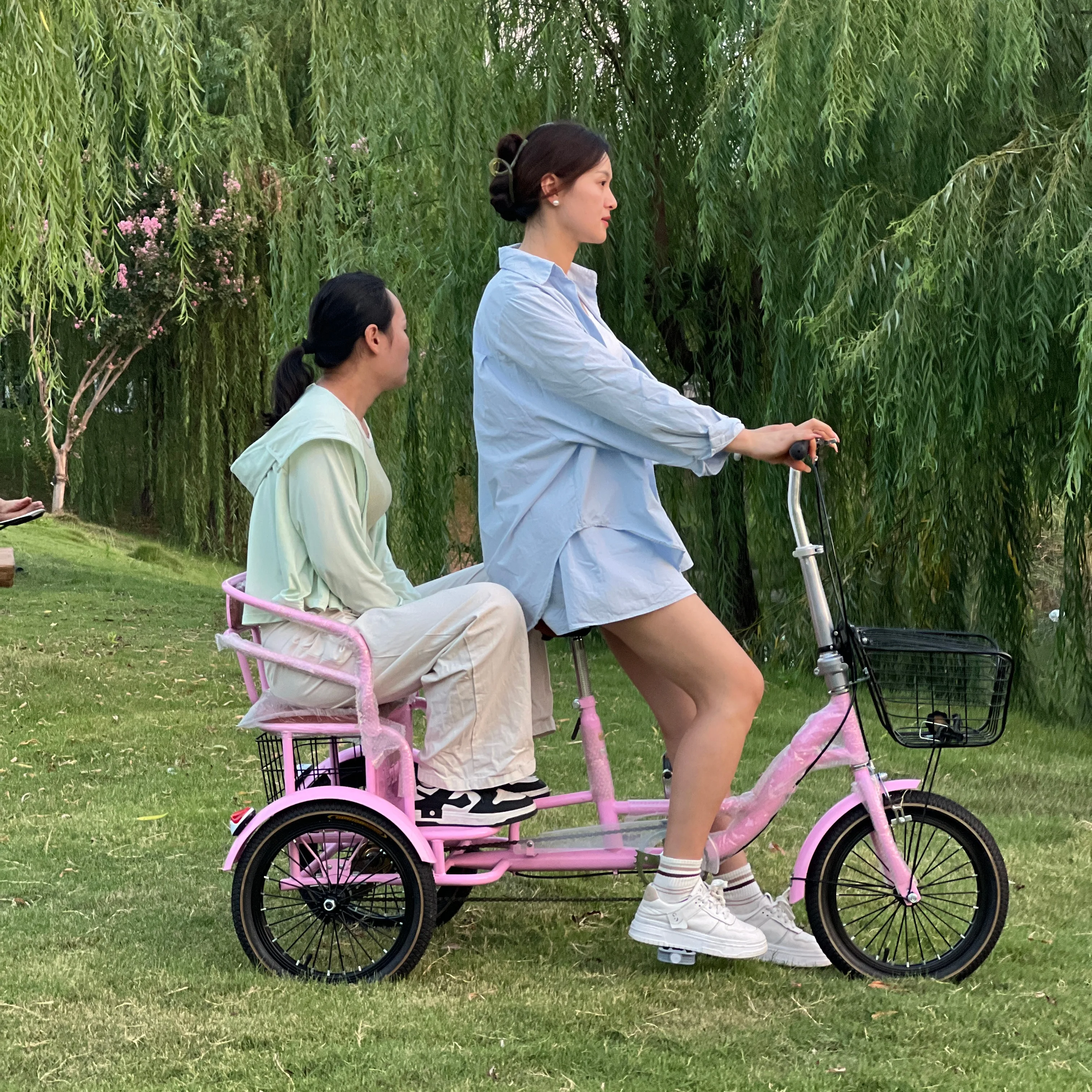 3 Wheel Adult Cargo Tricycle, Large Capacity Pedal Bike for Daily Travel