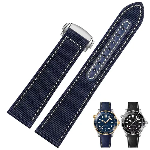 Imagen 2 del producto Para Omega Seamaster 300 correa de reloj para Speedmaster AT150 para Snoopy serie 310,32 correa de nailon de lona 19 20 21 bandas de 22mm