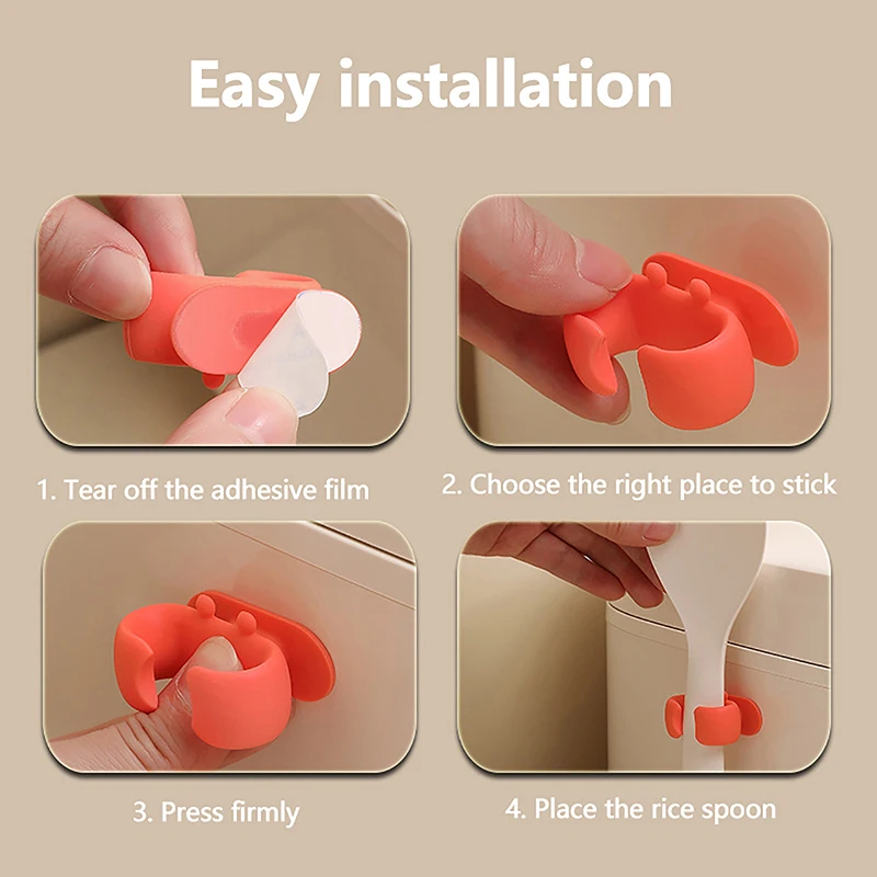 Soporte para cuchara de arroz de silicona, colgador de paleta de arroz, soporte para espátula de cangrejo autoadhesivo portátil, soporte para cuchara con ventosa, 1 Uds.
