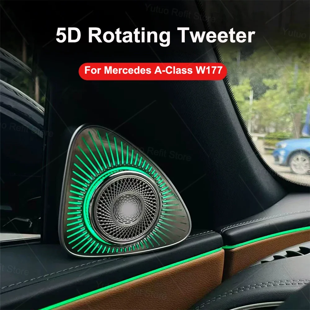 5D Rotating Tweeter For Mercedes Benz A-class W177 Ambient Light RGB LED Luminous Car Speaker Horn Refit