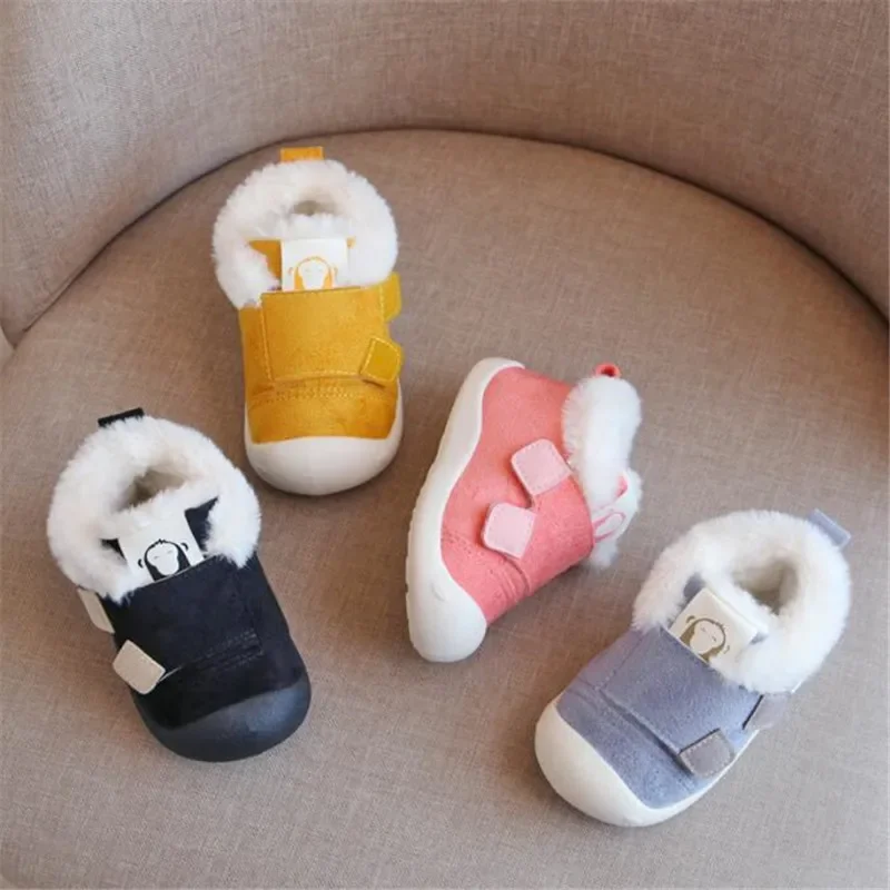 2022 Winter Infant Toddler Boots  First Walkers Boy Non-slip Kids Boots Warm Plush  Boys Snow Boots Outdoor Soft Sole Sneakers