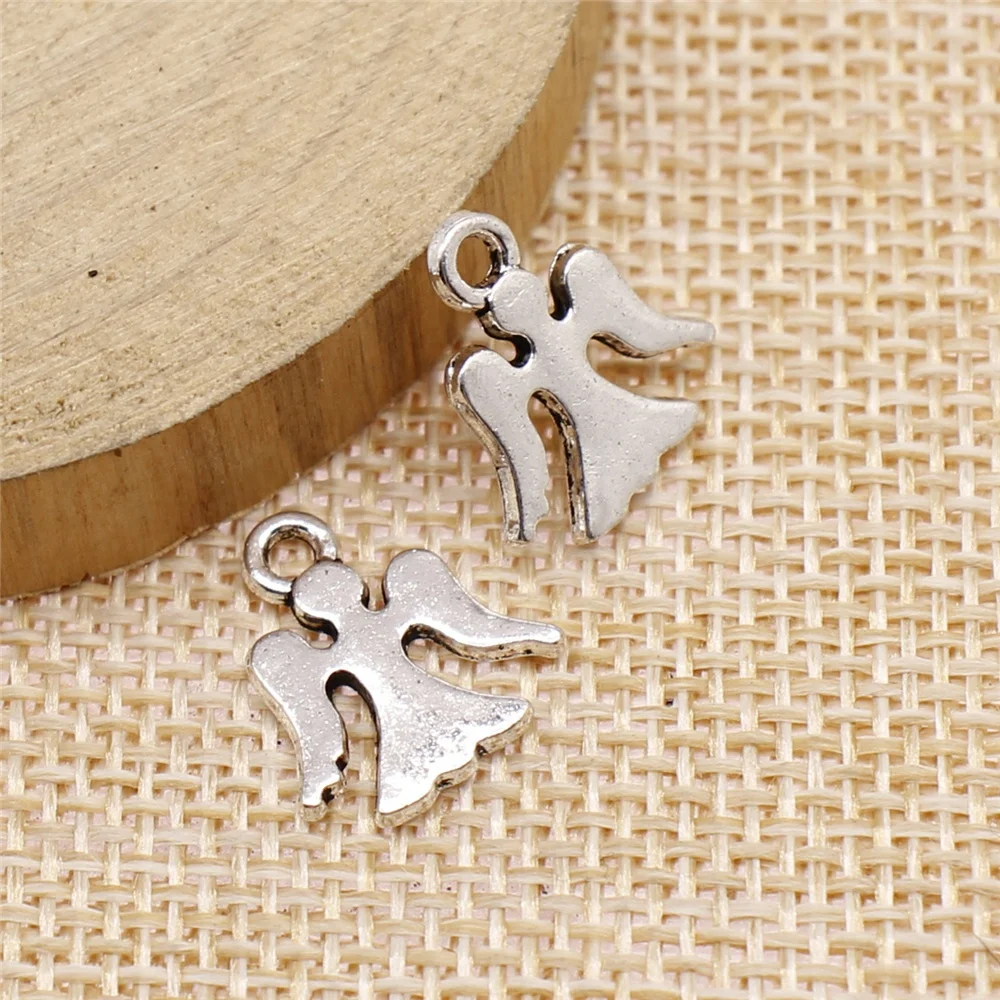 Wholesale 200pcs/bag 14x15mm Angel Pendant Charms Wholesale Antique Silver Color Zinc Alloy Jewelry Findings