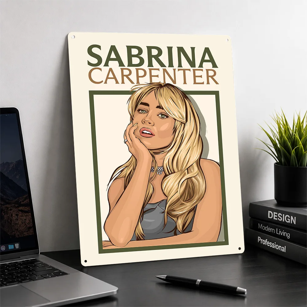 Sabrina Carpenter Portrait 3D Texture Metal Poster Customized Wall Art Tin Sign Gift for Mancave Article Decoration Room Bedroom