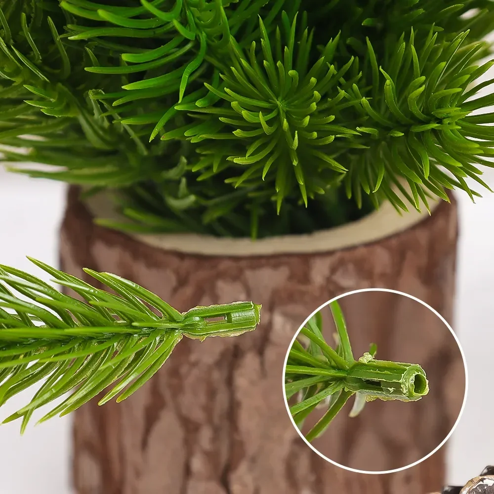 Mini Artificial Pine Needle Branches DIY Green Snow Pine Branch Fake Plants Christmas Tree Ornament Wreath Home Decor Wholesale