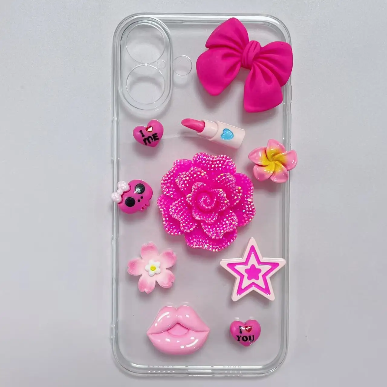 4 sztuk/zestaw luksusowe pełne diamentowe kokardki Hollow perła gwiazda serce lustro z Rhinestone miłość śmieci etui na telefon Ipadcase dekoracje Charms
