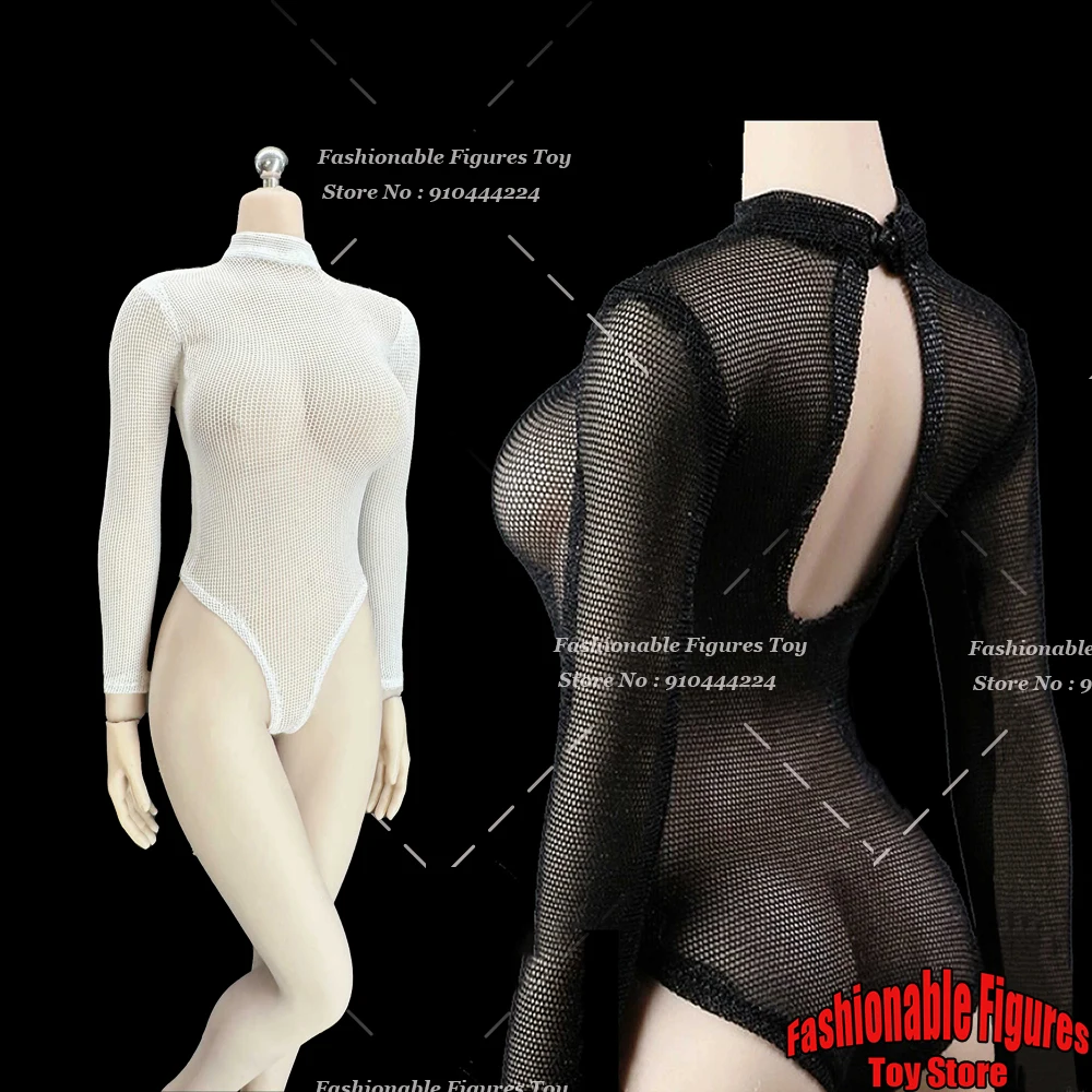 3 Color 1/6 Women Soldier Jumpsuit Elastic Backless Fishnet See-Through Swimsuit One Piece For 12Inch Action Figure Body Dolls