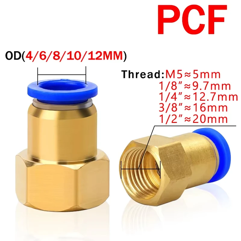 10PCS PCF Pneumatic Air Connector 4 6 8 10 12mm Hose Tube 1/8