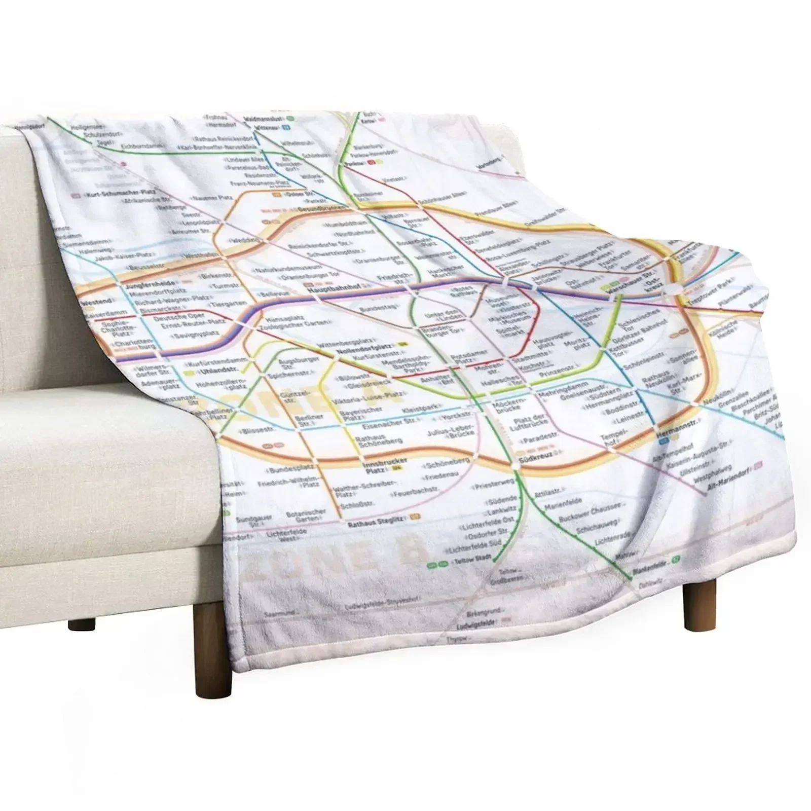 New Berlin rapid transit route map (December 11, 2022) Throw Blanket Vintage Stuffeds Blankets