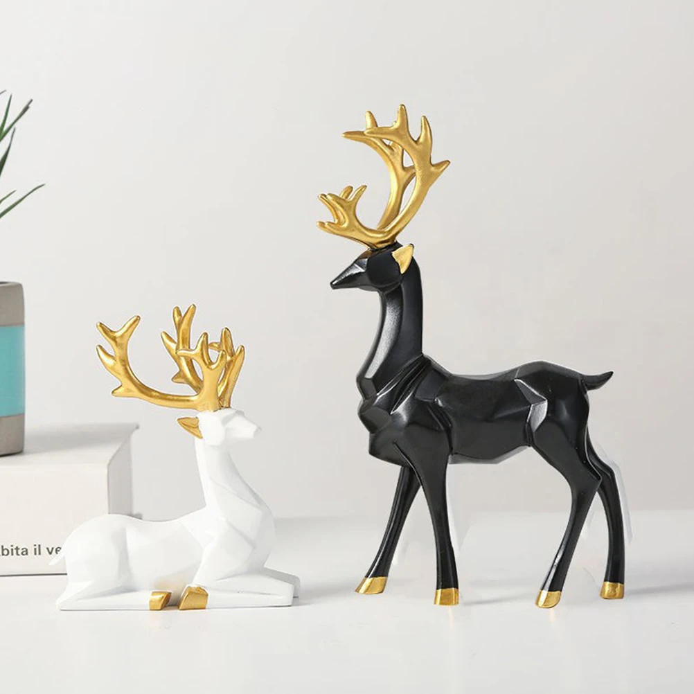

2pcs Reindeer Figurines Resin Deer Decor Christmas Decoration Table Centerpiece Home Bedroom Modern Statues Figures Artistic