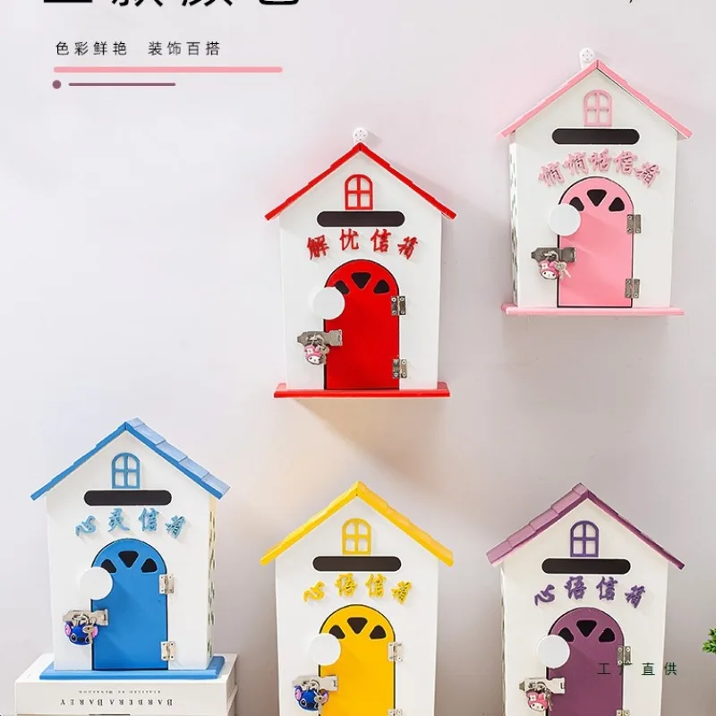 WW pastoral blue decorative Jieyou mailbox wooden communication school wall suggestion box class