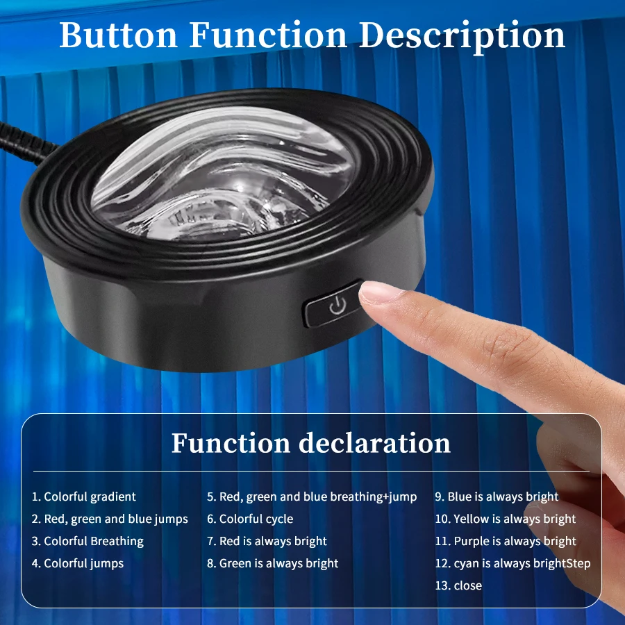 USB Aurora Projector Light Self Photography Light LED Water Ripple Romantic Ambient Light Nightlight Room Decor Atmosphere Light