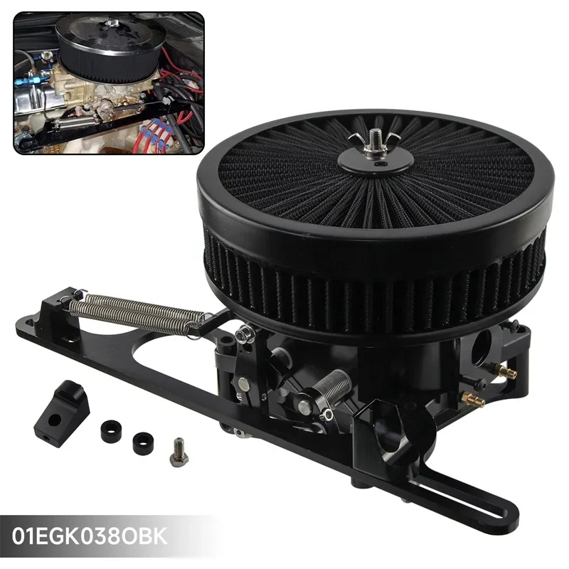 Black 1000CFM 4 Barrel 4150 Carburetor Throttle Body + 9''X2'' Air Filter w/2