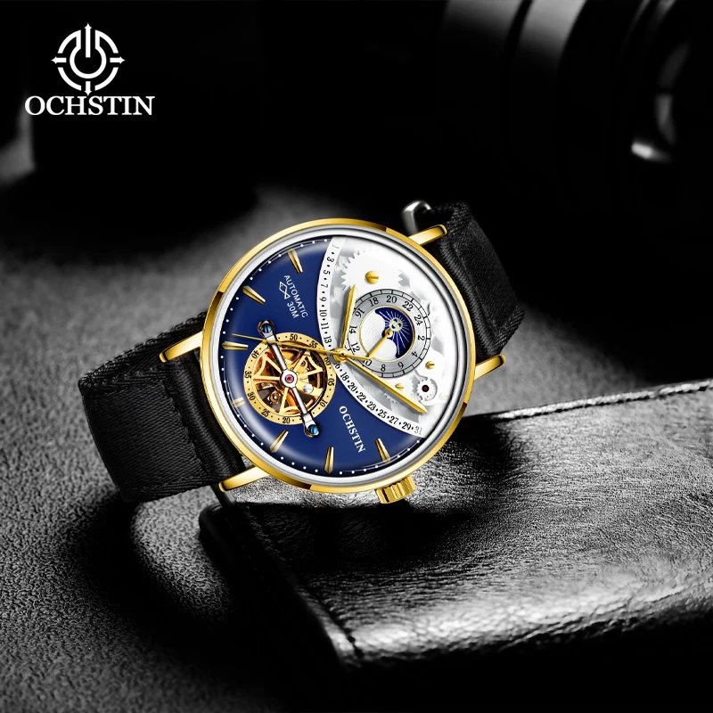 Ochstin New 2024 Simple and Personalized Creative Nylon Series Watch Flywheel Mechanical Movement Men's Mechanical Watch