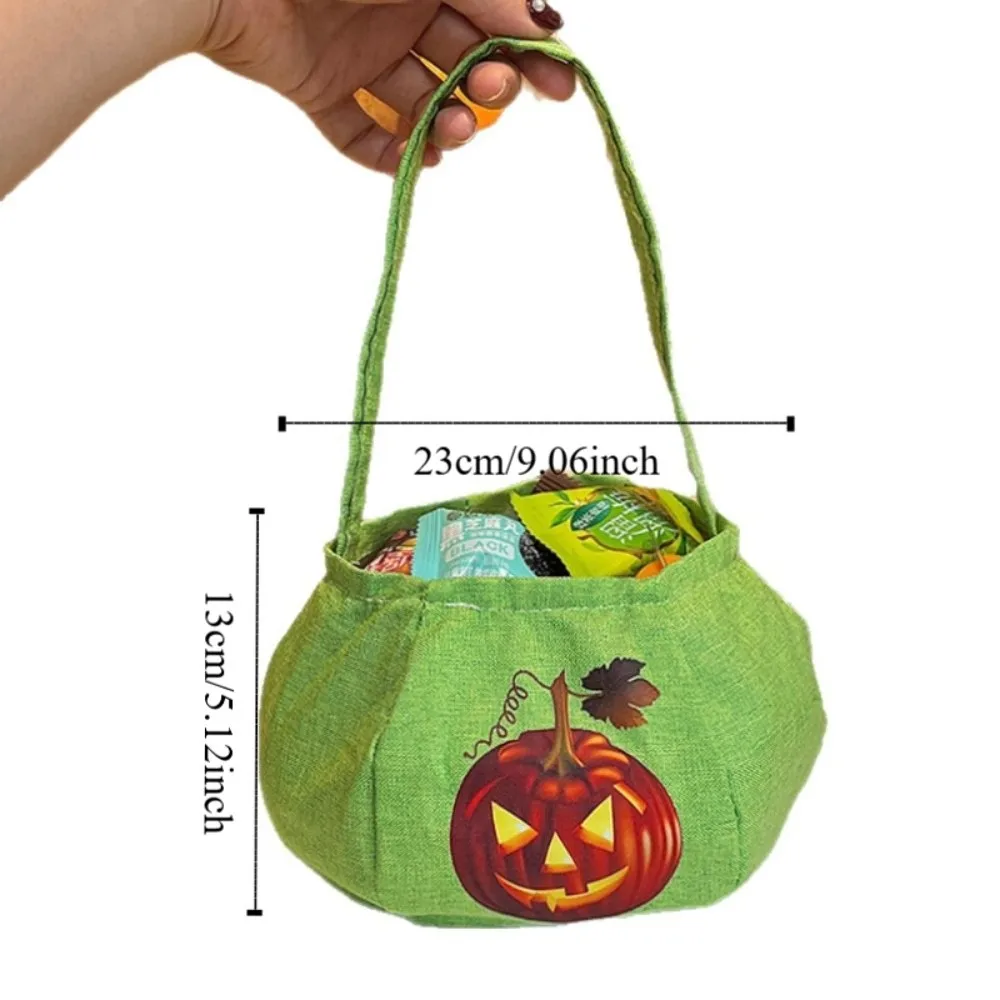 Bolsa de dulces divertida y bonita para Halloween, cubo de almacenamiento con estampado de truco o trato, bolsa de regalos de nailon, bolso de calabaza para niños