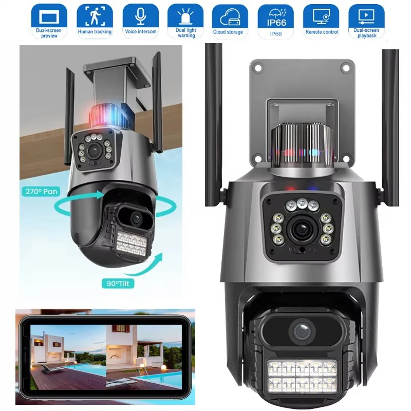 

8MP HD Camera WiFi 3 Night Vision Mode 4K IP CCTV Cameras 360 Monitor Surveillance AI PIR Human Detection Dual Lens Two-Way Cam