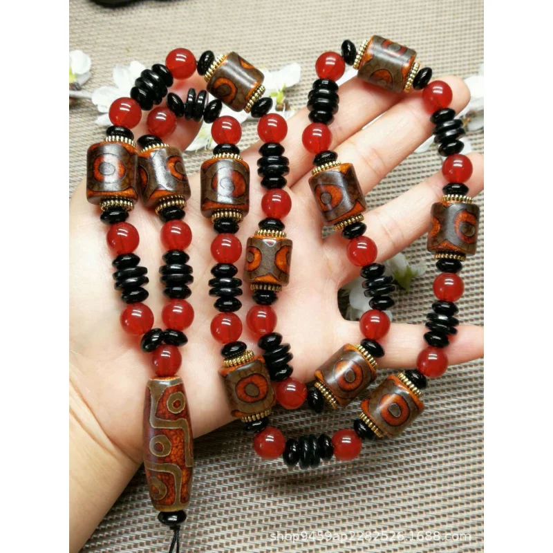 

Девять трехглазных камней Тиньчжу, унисекс, натуральный агат, халцедон, ожерелье, браслет