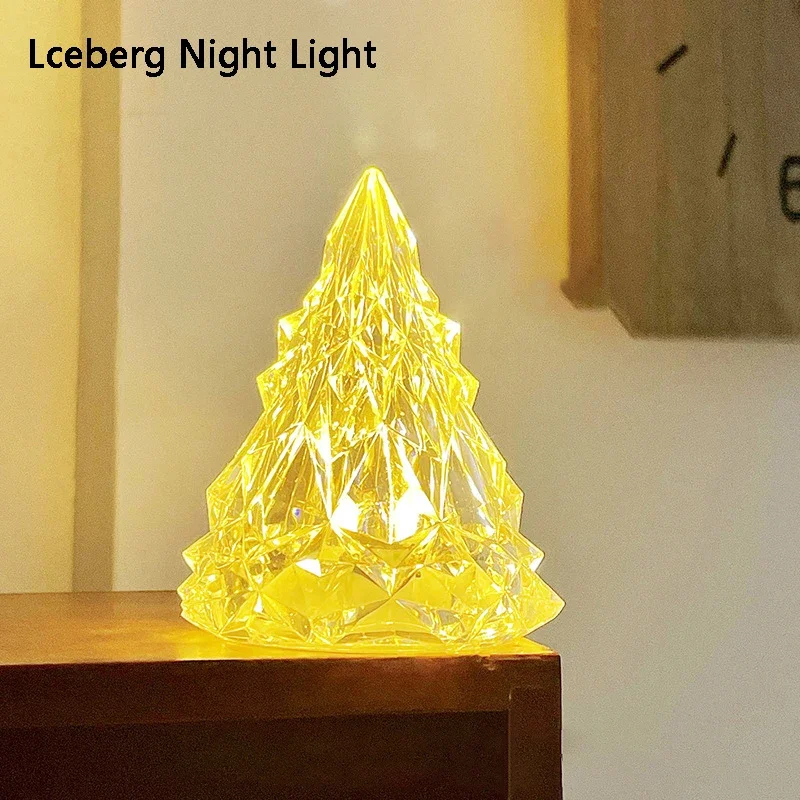 Lceberg Night Light Ins Christmas Tree Modelling Table Lamp Crystal  Night Light Dormitory Bedroom Bedside Ambient Light