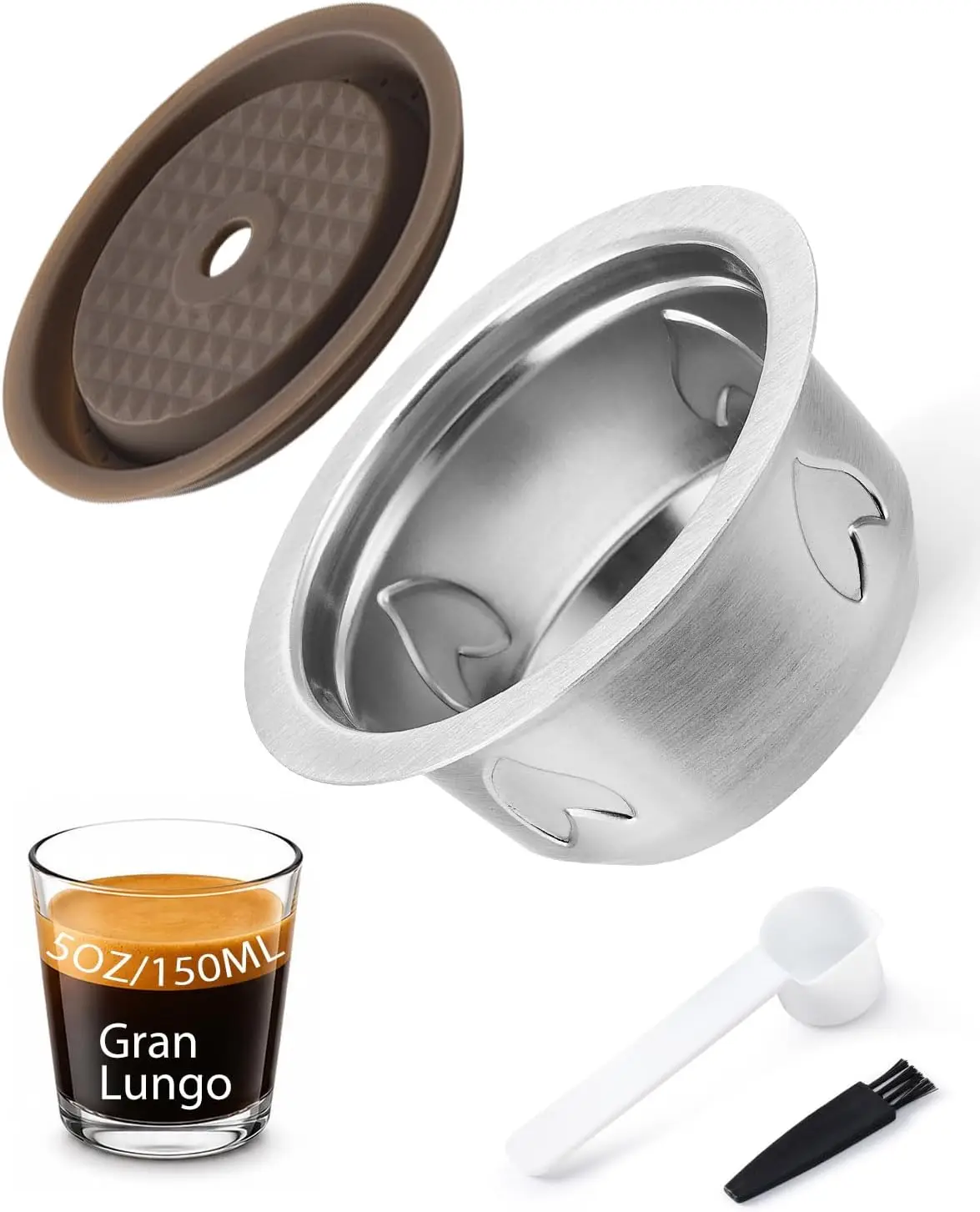 Icafilas Kaffeekapseln mit Silikondeckel und wiederverwendbarem Edelstahlbehälter für Nespresso Vertuo Kaffeemaschinen, fassen 12 g Pulver. – Detail 3