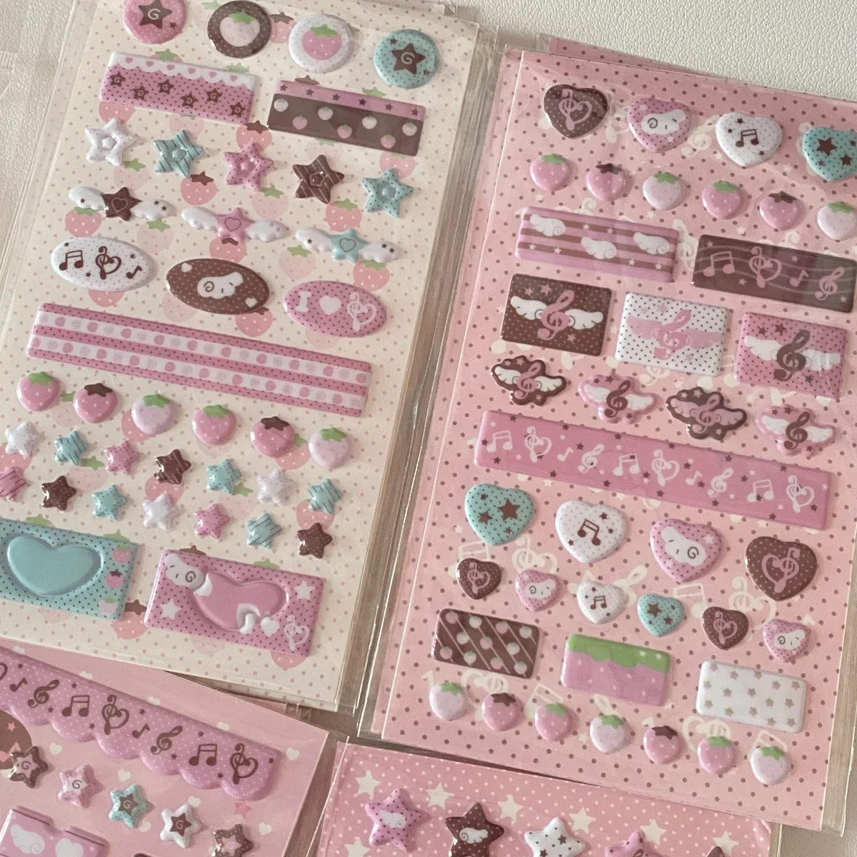 Original 3D Puffy Bubble Stickers Soft Fluffy Music Note & Wing Designs Vintage Retro Style for Scrapbook Collage, CCD Camera