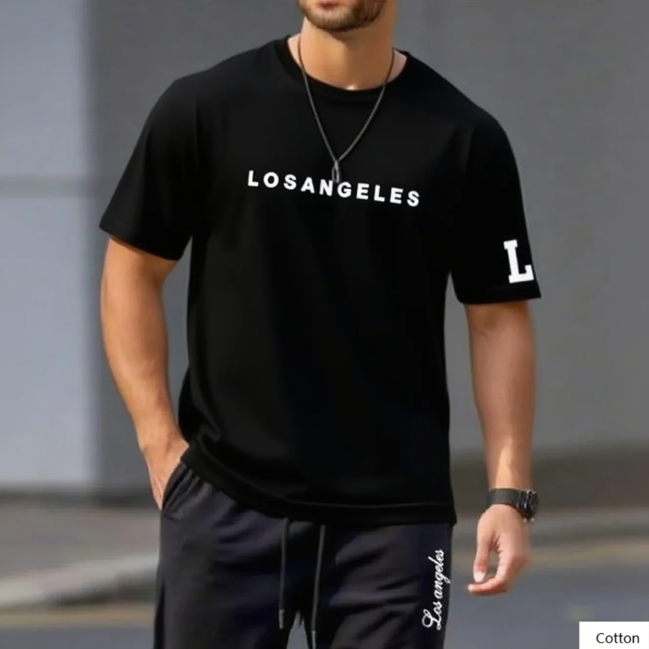 تي شيرت قطني عالي الجودة مطبوع عليه لوس أنجلوس يرمز حبك لمدينة النجوم رائعة للاستخدام اليومي
