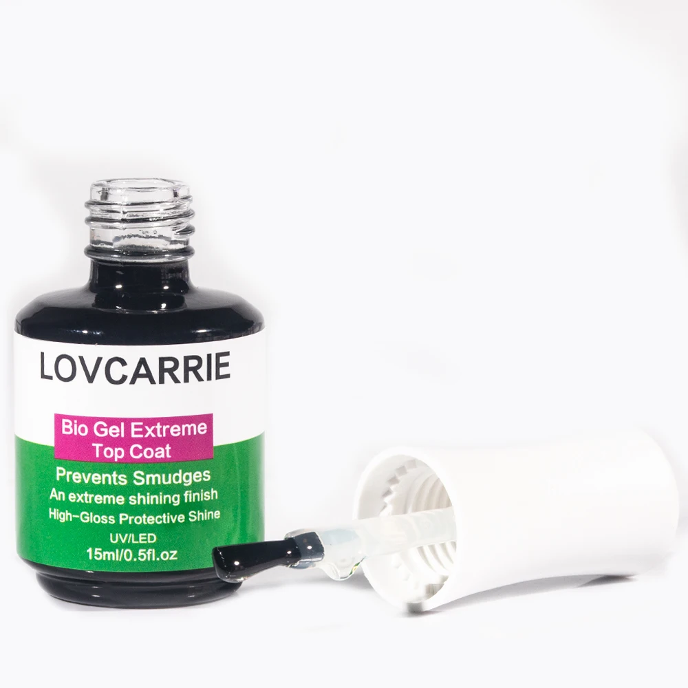 Lovcarrie Bio Gel Extraame Top Coat Super Shine Uv Gel Nagellak 15Ml Semi-Permanente Led Manicure Nagellak Afwerking Sealer