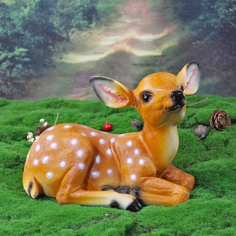 Simulation Sika Deer Resin Figurines Decor Items Home Courtyard Sculpture Decoration Outdoor Garden Landscape Statue Accessories