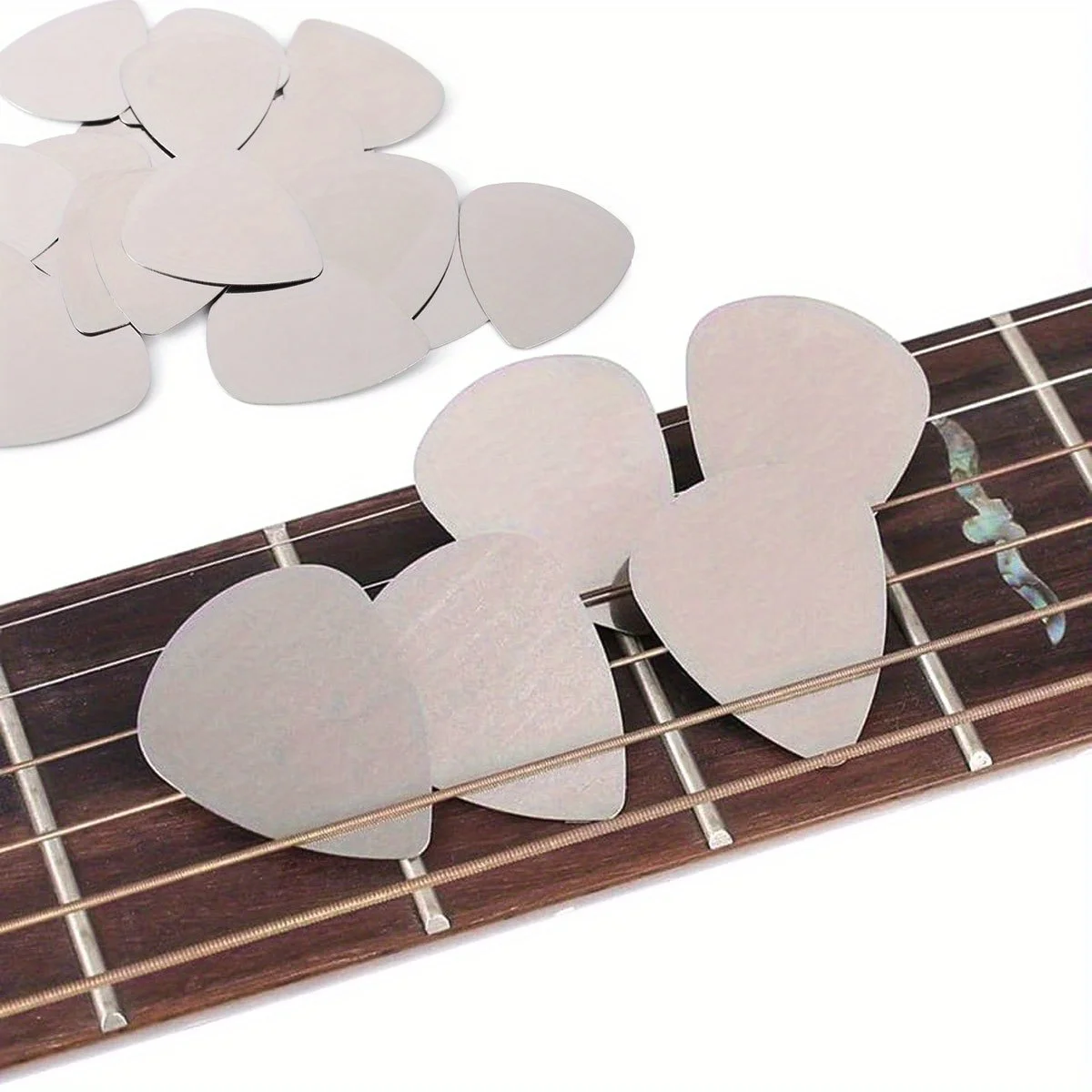 5 Stück 0,3 mm Gitarrenplektren aus Edelstahl, langlebige Metallplektren für Akustik-/E-Gitarre, Ukulele und Bassgitarre ZSY
