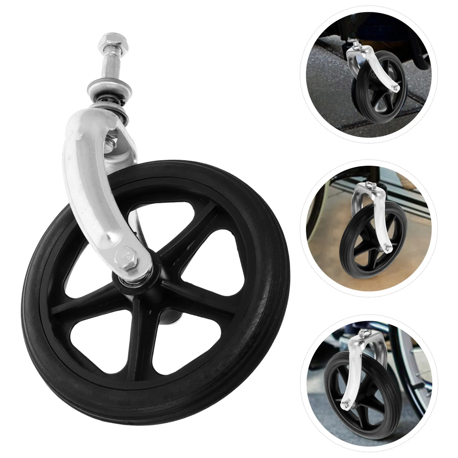 

Wheelchair Front Caster Wheel Replacement Parts Smooth Rotation Solid Plastic Nonpneumatic Universal Design Bearings Easy