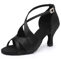 Zapatos de baile latino de gamuza para mujer, salón de baile, zapatos de baile de Salsa jazz para mujer, nueva hebilla de diamantes de imitación, suela suave, marrón, negro, 5cm/7cm