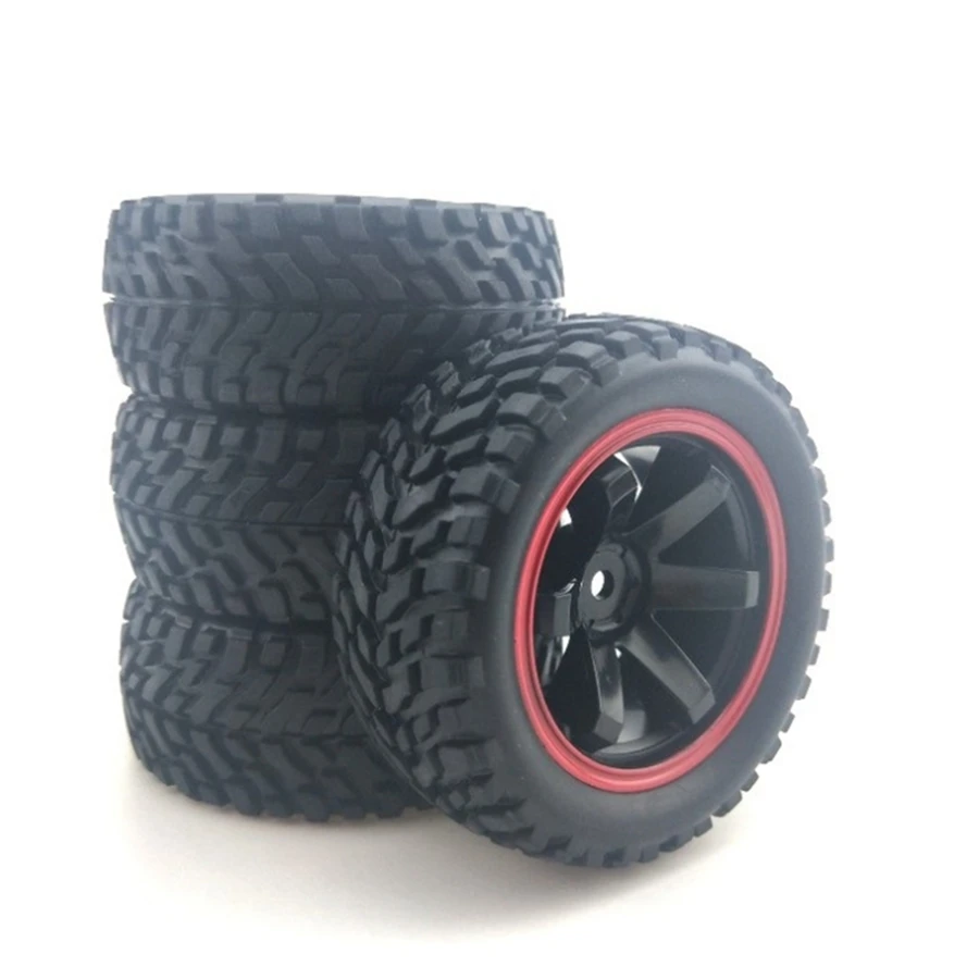 for 1:10 Rally Car 75mm Rubber Tires and Wheel Rims for 1/10 Scale HSP 94123 HPI Kyosho Tamiya RC on Road Car