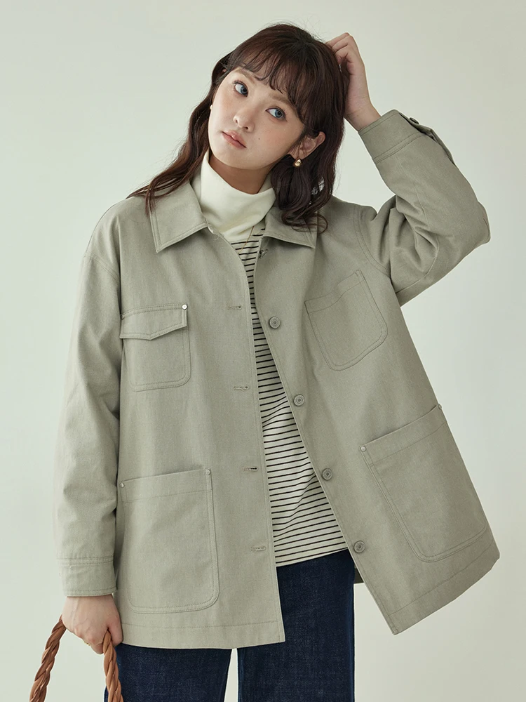 

Оригинальная женская рубашка-куртка из чистого хлопка с длинным рукавом на одной пуговице, осенняя новинка, стиль North Island AMUU, для повседневной носки, корейский стиль