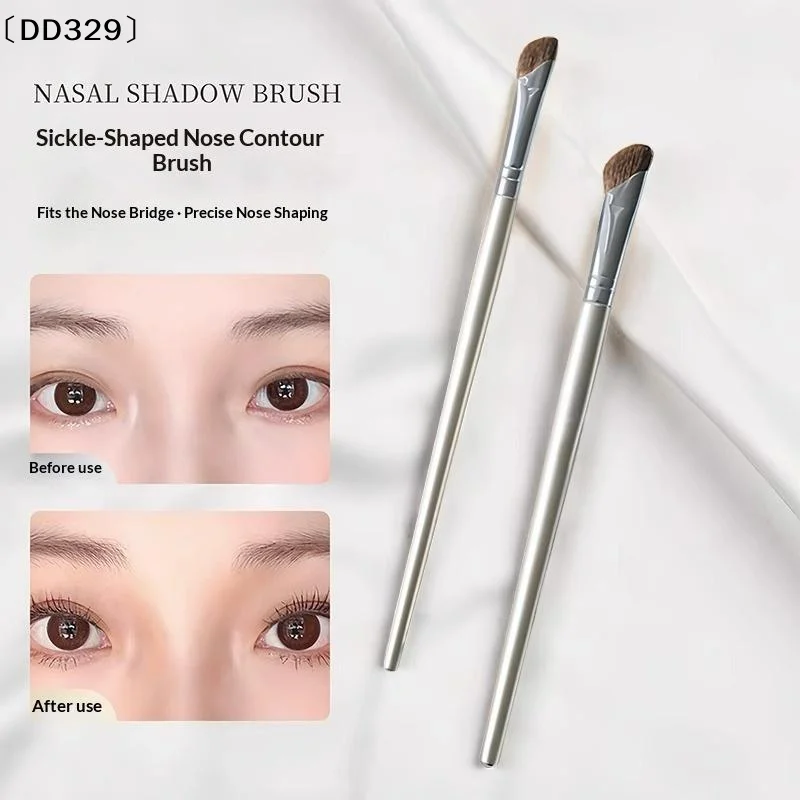 2Pcs Sickle Shaped Nasal Shadow Brush Soft Bristles For Daily Professional Makeup Use Beauty Tool〔DD329〕