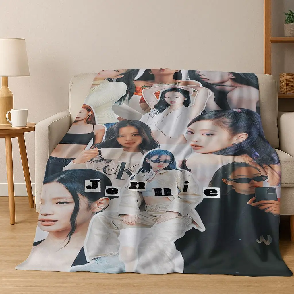 ثلاثية الأبعاد جيني كيم Kpop B-أسود الوردي المغني ستار الفانيلا بطانية لينة رمي بطانية للسرير غرفة نوم غرفة المعيشة السفر نزهة هدية #2
