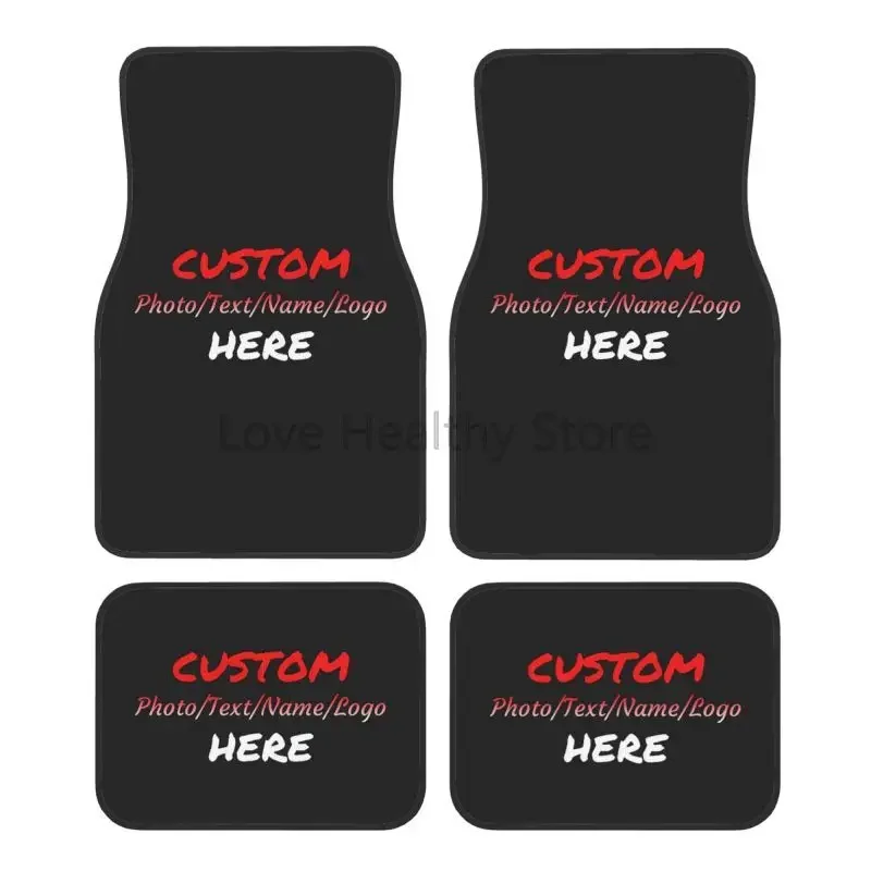 Custom Car Floor Mat Personalized Fit Car Mats with Your Customized Image Name Text 4 Pieces Set Front & Rear Non Slip Foot Mats