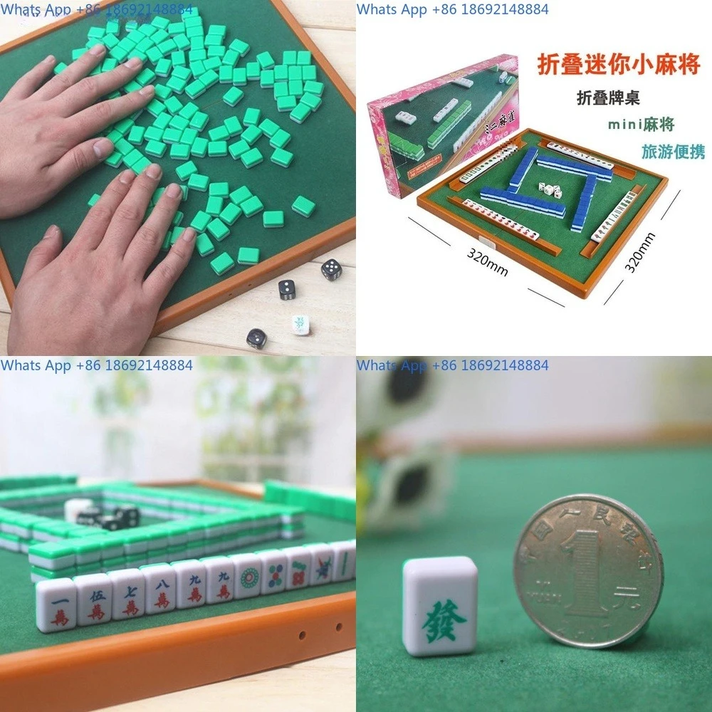 

Mahjong Mini Travel Portable Small Table Card Folding Pocket Mahjong Small Size Rubbing Dormitory Carving