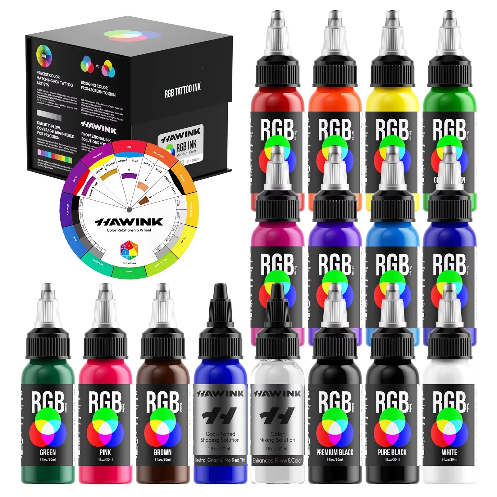 16 Colors Tattoo Ink Set Body Painting Tattoo Ink Colorful Ink Long Lasting 30 ml Tattoo Pigment