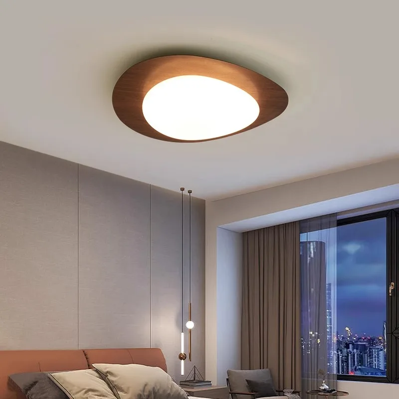 

Walnut Color Acrylic Pebbles Shape Modern Retro Art Vintage Style Ceiling Light for Living Room Dining Room Bedroom Study
