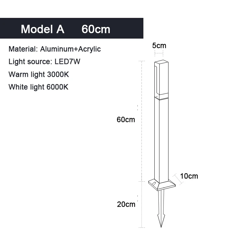 Waterdichte Ip65 Led Gazon Licht 110V 220V Aluminium Acryl Straatlantaarn 30 40 60 80 100Cm Voor Tuin Binnenplaats Villa Verlichting