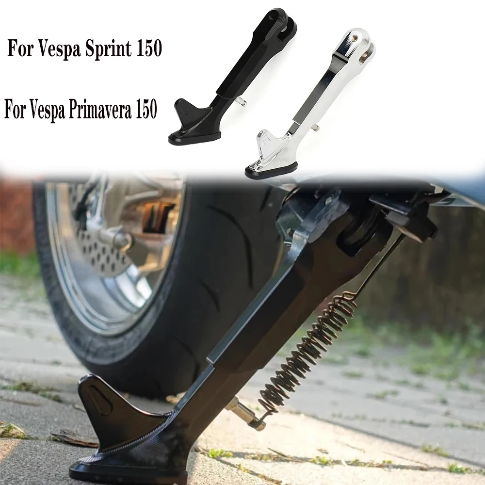 

Motorcycle Accessories Kickstand Side Parking Rack Support Foot Black/Silver For Vespa Sprint SPRINT 150 Primavera 150