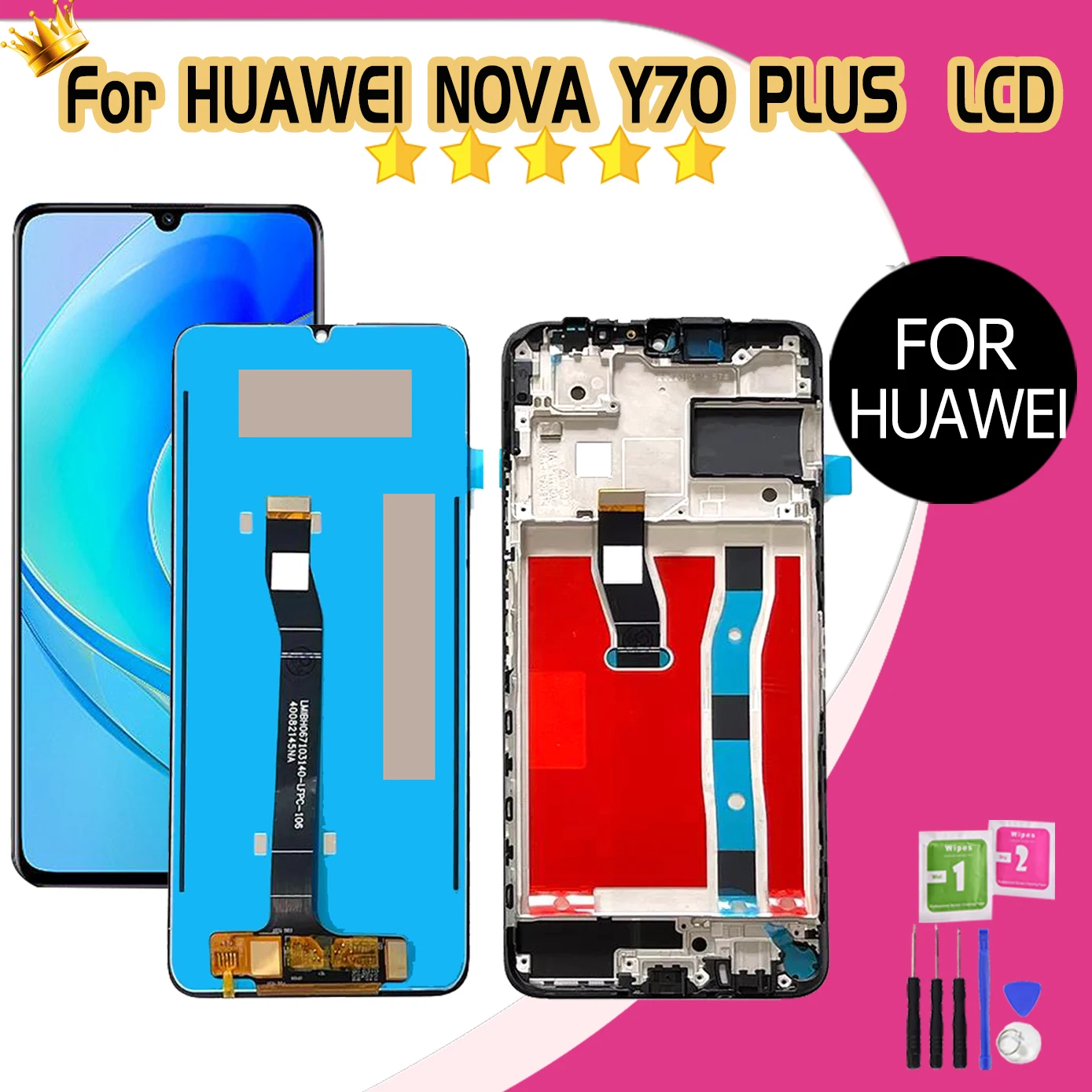 6.75\'\'High quality For Huawei Nova Y70 LCD Display Touch Screen For Huawei Nova Y70 Plus MGA-LX9 LCD Display Assembly With Frame