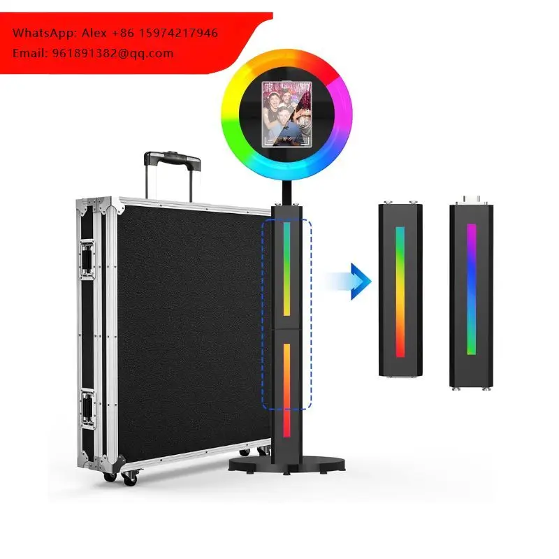 

Portable Photo Booth Stand Compatible With Remote Control, Flight Case Package (Black, Split Light Bar)